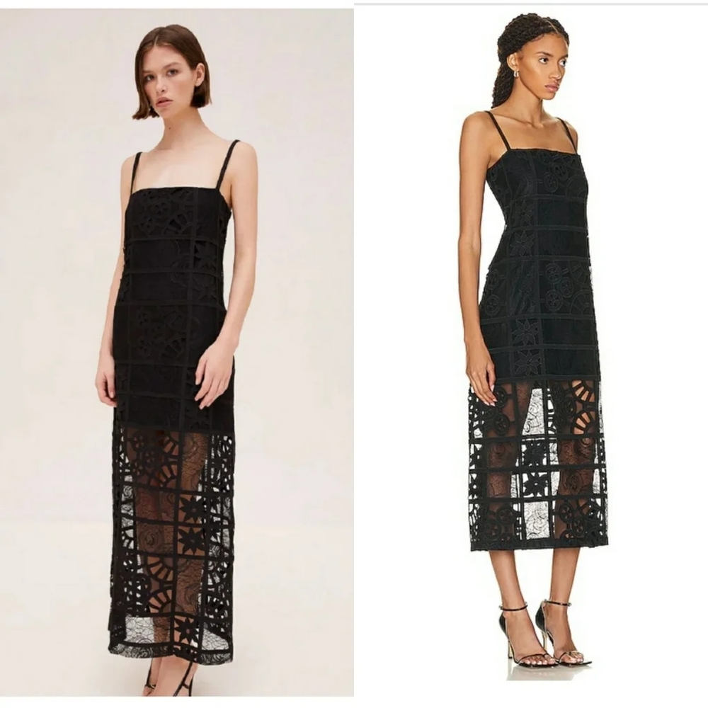 ALEXIS Bronze Dress in black French cut lace size Xs new with tag